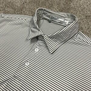 Criquet Polo Shirt Mens Medium White Green Stripe Performance Stretch Golf